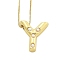 Brass & Plastic Pearl Letter Pendant Box Chain Necklaces for Women, Real 18K Gold Plated, Letter Y, 17.64 inch(44.8cm)