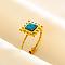 Square Synthetic Turquoise Finger Rings, 304 Stainless Steel Cuff Ring for Unisex, Inner Diameter: 17mm