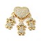 Rack Plating Brass Micro Pave Cubic Zirconia Pendants, Cadmium Free & Lead Free, Real 18K Gold Plated, Heart & Girl Charm, Clear, 30mm, Hole: 4x1.6mm