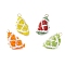 Glass Seed Beaded Fruit Pendants, with 304 Stainless Steel Jump Rings, Real 18K Gold Plated, Mixed Shapes, 23x16.5x13.5mm, Hole: 3mm