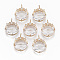 Glass Pendants, with Brass Micro Pave Cubic Zirconia Findings, Faceted, Flat Round with Star, Light Gold, Clear, 21.5x15.5x5.5mm, Hole: 1.2mm