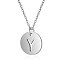 Non-Tarnish 201 Stainless Steel Initial Pendants Necklaces, with Cable Chains, Flat Round with Letter, Stainless Steel Color, Letter.Y, 16.3 inch(40cm), 1mm