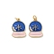 Brass Enamel Charms, Crystal Ball Charm, with Jump Ring, Rack Plating, Long-Lasting Plated, Cadmium Free & Lead Free, Real 18K Gold Plated, 15x11x2mm, Hole: 2mm