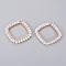 Rack Plating Iron Pendants, with Plastic Imitation Pearl Beads, Rhombus, White, Light Gold, 42x42x4mm, Hole: 2.5mm