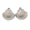 Non-Tarnish 304 Stainless Steel Pendants, Shell Shape Charms, Stainless Steel Color, 16x15x5mm, Hole: 2mm