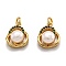 Brass Micro Pave Cubic Zirconia Pendants, Long-Lasting Plated, with Natural Pearls, Golden, 13.5x11x6.3mm, Hole: 3mm