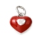 Brass FireBrick Enamel Charms, with Jump Ring, Cadmium Free & Nickel Free & Lead Free, Heart Charms, Platinum, 9x9x6mm, Hole: 3.5mm