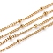 Ion Plating(IP) Handmade 304 Stainless Steel Curb Chains, Satellite Chains, Soldered, Twisted Chains, with Spool, Rondelle Beads, Golden, 1.2mm, about 32.8 Feet(10m)/roll