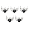 Rack Plating Alloy Glass Pendants, Cadmium Free & Lead Free & Nickle Free, Platinum, Faceted Heart Charm with Wing, Black, 20x22x4mm, Hole: 1.8mm