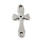 201 Stainless Steel Connector Charms, Religion Cross Links, Stainless Steel Color, 17x8.5x1mm, Hole: 1.4mm