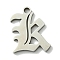 Non-Tarnish 201 Stainless Steel Pendants, Stainless Steel Color, Old Initial Letters Charms, Letter K, 19.5x15.5x1.6mm, Hole: 1.8mm