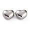 Non-Tarnish 304 Stainless Steel Beads, Heart, Stainless Steel Color, 9x10x6mm, Hole: 1.6mm
