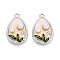 Rack Plating Alloy Enamel Pendants, Teardrop & Leaf, with ABS Imitation Pearl, Platinum, 27x17.5x5.5mm, Hole: 1.8mm