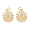 Brass Micro Pave Cubic Zirconia Pendants, with Jump Ring, Long-Lasting Plated, Sun, Clear, Golden, 13.5x11x2mm, Hole: 2.8mm