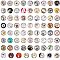 Printed Picture Glass Cabochons, Half Round/Dome, Clock Series, Mixed Color, 24.5~25x6~7mm