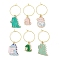 Alloy Enamel Wine Glass Charms, with Brass Hoop Earring Findings, Dinosaur, Mixed Color, 52~61x30mm, Inner Diameter: 24mm