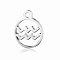 Non-Tarnish 201 Stainless Steel Charms, Flat Round with Constellation, Stainless Steel Color, Aquarius, 13.4x10.8x1mm, Hole: 1.5mm