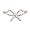 Brass Pendants, Bowknot Charms, Long-Lasting Plated, Lead Free & Cadmium Free, Rack Plating, Platinum, 6.5x13.5x1.5mm, Hole: 1mm