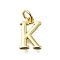 Brass Pendants, With Jump Ring, Long-Lasting Plated, Lead Free & Cadmium Free, Rack Plating, Real 18K Gold Plated, Letter K, 12x8x2mm, Hole: 3mm