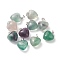 Natural Fluorite Pendants, with Platinum Brass Loops, Heart, 18~19x15~15.5x7~10mm, Hole: 6x2.5~3mm