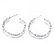 Brass Half Hoop Earrings, Stud Earring, with Stainless Steel Pins, Nickel Free, Ring, Cable Chain Shape, Real Platinum Plated, 31x31mm, Pin: 0.7mm