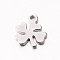 201 Stainless Steel Clover Charms, Stainless Steel Color, 10x8x1mm, Hole: 1mm
