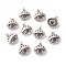 Brass Micro Pave Purple Cubic Zirconia Charms, with Jump Rings, Long-Lasting Plated, Eye, Antique Silver, 13x12x3mm, Jump Ring: 4x0.5mm, Inner Diameter: 2.5mm