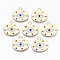 Alloy Pendants, with Colorful Rhinestone, Cadmium Free & Nickel Free & Lead Free, Oval with Eye, Real 18K Gold Plated, 22x23.5x3mm, Hole: 3mm