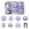 16Pcs 8 Style Halloween Printed Acrylic Pendants, Butterfly/Skull/Heart/Crystal Ball/Cat Charm, Mixed Patterns, 37.5~43x28~36x2~2.3mm, Hole: 2~2.3mm, 2pcs/style