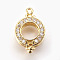 Brass Micro Pave Cubic Zirconia Enhancer Shortener Bails, Hinged Pendant Bails, with Loop, Flat Round, Clear, Real 18K Gold Plated, 20x13x10mm, Hole: 1.4mm