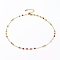 Faceted Glass Beaded Necklaces, with Brass Beads and Lobster Claw Clasps, Round, Real 18K Gold Plated, Colorful, 15-5/8 inch(39.7cm)