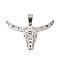201 Stainless Steel Pendants, Cattle Head Charm, Anti-Tarnish, Stainless Steel Color, 27x42.5x1mm, Hole: 9x4.5mm