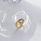 304 Stainless Steel with Cubic Zirconia Finger Rings, Real 18K Gold Plated, Rectangle, US Size 6(16.5mm)