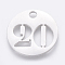 Non-Tarnish 304 Stainless Steel Pendants, Cut-Out, Hollow, Flat Round with Number, Stainless Steel Color, Num.20, 19x1.5mm, Hole: 2.5mm