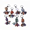 Natural Mixed Gemstone Nugget with Mixed Gemstone Chips Tassel Keychains, with 304 Stainless Steel Ring Clasps, 9~10.5cm