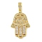 Rack Plating Brass Micro Pave Clear Cubic Zirconia Pendant, Long-Lasting Plated, Lead Free & Cadmium Free, Hanmsa Hand with Star of David, Real 18K Gold Plated, 44x22.5x6.7mm, Hole: 5.7mm