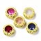 Sew on Rhinestone, Mocha Style, Glass Rhinestone, with Brass Findings, Garments Accessories, Flat Round, Mixed Color, Yellow, 12.5x6.5mm, Hole: 1.8mm