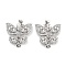 Brass with Cubic Zirconia Fold Over Clasps, Cadmium Free & Nickel Free & Lead Free, Butterfly, Platinum, 26mm long, clasp: 10x8x5mm, butterfly: 19x23.5x6mm, pin: 1mm, pendant: 5.5x4.8mm