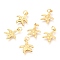 Brass Charms, Long-Lasting Plated, Starfish, Real 18K Gold Plated, 14.5x12x1.5mm, Hole: 2.5mm