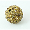 Polymer Clay Rhinestone Beads, Pave Disco Ball Beads, Grade A, Round, Half Drilled, Lime, 10mm, Hole: 1mm