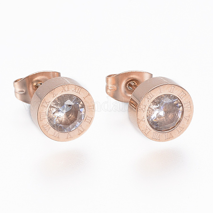 Серьги-гвоздики из нержавеющей стали 304 EJEW-H349-06RG-1