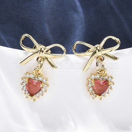 Серьги-гвоздики с цирконом из латуни EJEW-F362-06G-1
