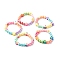 Opaque Acrylic Beads Stretch Bracelet Sets for Kids, with Polymer Clay Beads, Mixed Shape, Mixed Color, Inner Diameter: 2 inch(5cm), 5pcs/set