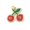 Brass Enamel Pendants, with Jump Ring, Lead Free & Cadmium Free, Long-Lasting Plated, Real 18K Gold Plated, Rack Plating, Cherry, 15.5x17.5x2mm, Hole: 3.2mm