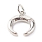 Brass Micro Pave Clear Cubic Zirconia Pendants, Cadmium Free & Lead Free, Moon, Platinum, 17x12.5x2.5mm, Hole: 3.5mm