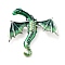 Dragon Alloy Brooch, Enamel Pins, Antique Silver, Green, 62x58x11mm
