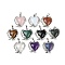 Natural & Synthetic Mixed Gemstone Pendants, Brass Flower Charms, Rack Plating, Long-Lasting Plated, Lead Free & Cadmium Free, Platinum, 27x24x8mm, Hole: 8x5mm