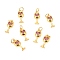 Brass Micro Pave Fuchsia Cubic Zirconia Pendants, Long-Lasting Plated, Martini Charms, Wine Glass Charms, Real 18K Gold Plated, 16x7x3mm, Hole: 3.5mm, Ring: 5x1mm