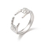 Non-Tarnish 304 Stainless Steel Hands Open Cuff Rings for Women, Stainless Steel Color, Inner Diameter: 17mm