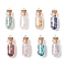 8Pcs 8 Styles Synthetic Turquoise & Natural Green Aventurine & Citrine & Rose Quartz & Lapis Lazuli & Quartz Crystal & Amethyst & Red Jasper Chip Glass Bottle Pendants, with Iron Loops, Platinum, 34x13mm, Hole: 1.8mm, 1pc/style